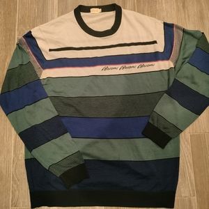 Men's Stripe BRIONI Silk Crew Neck Sweater Size 52